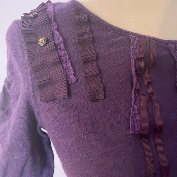 Anthropologie Deletta Purple Ribbons Top - Picture 3 of 5